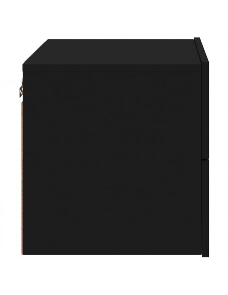Comodino a Parete con Luci LED Nero