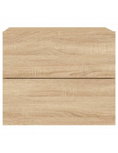 Comodino a Parete con luci LED Rovere Sonoma 2