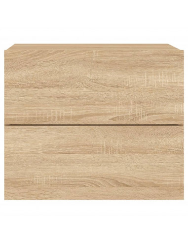 Comodino a Parete con luci LED Rovere Sonoma