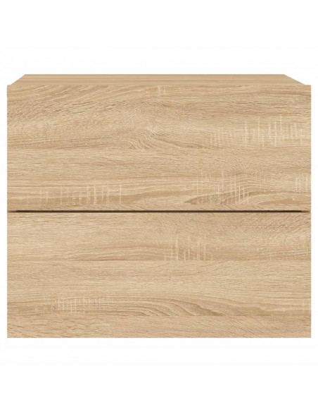 Comodino a Parete con luci LED Rovere Sonoma