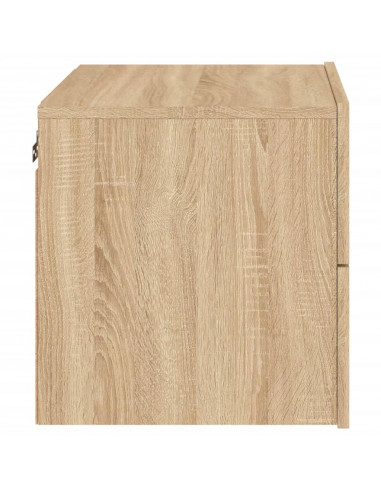 Comodino a Parete con luci LED Rovere Sonoma