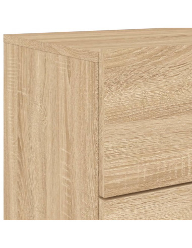 Comodino a Parete con luci LED Rovere Sonoma