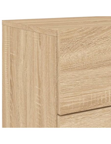 Comodino a Parete con luci LED Rovere Sonoma