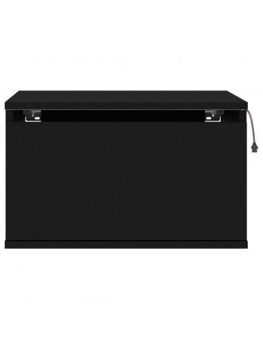 Comodino a Parete con Luci LED Nero