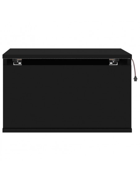 Comodino a Parete con Luci LED Nero