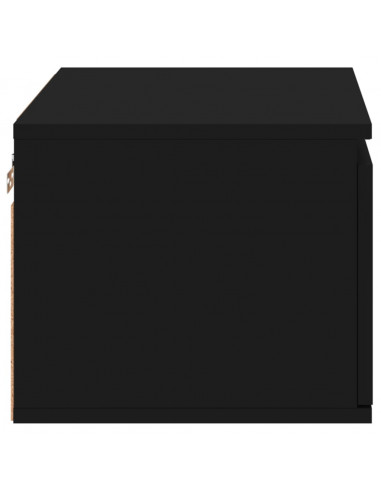 Comodino a Parete con Luci LED Nero