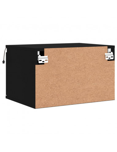 Comodino a Parete con Luci LED Nero