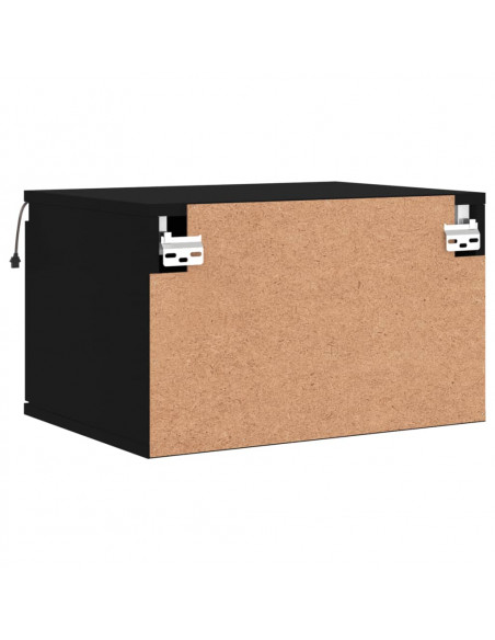 Comodino a Parete con Luci LED Nero