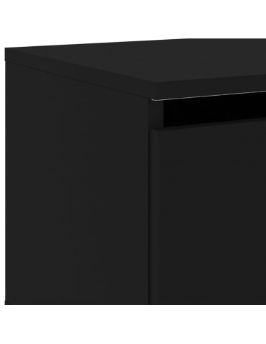 Comodino a Parete con Luci LED Nero