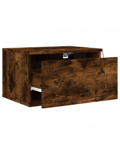 Comodini a Parete con luci LED 2 pz Rovere Fumo 2