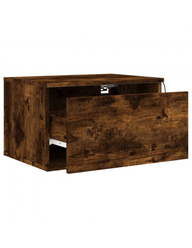 Comodini a Parete con luci LED 2 pz Rovere Fumo