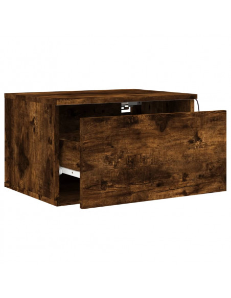 Comodini a Parete con luci LED 2 pz Rovere Fumo
