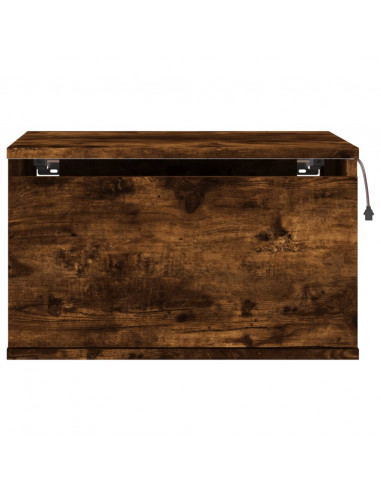 Comodini a Parete con luci LED 2 pz Rovere Fumo