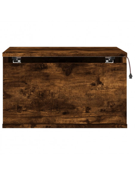 Comodini a Parete con luci LED 2 pz Rovere Fumo