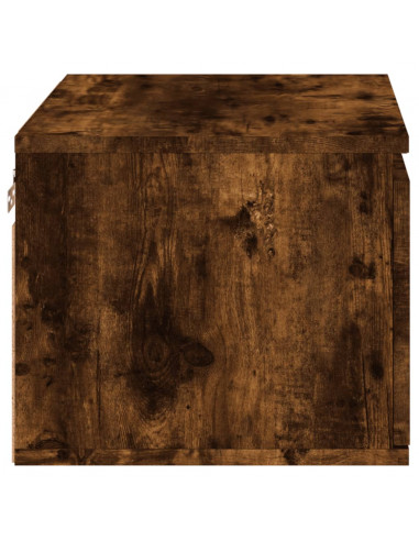 Comodini a Parete con luci LED 2 pz Rovere Fumo