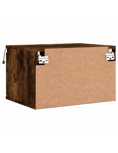 Comodini a Parete con luci LED 2 pz Rovere Fumo
