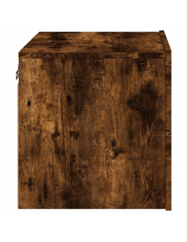 Comodini a Parete con luci LED 2 pz Rovere Fumo