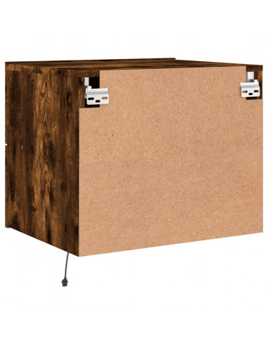 Comodini a Parete con luci LED 2 pz Rovere Fumo