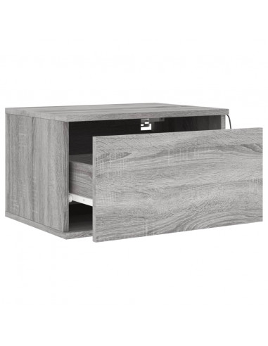 Comodini a Parete con luci LED 2 pz Grigio Sonoma