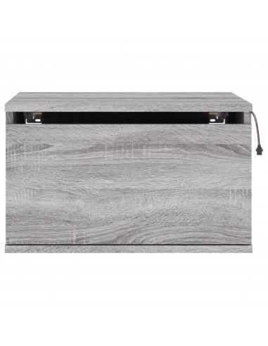 Comodini a Parete con luci LED 2 pz Grigio Sonoma