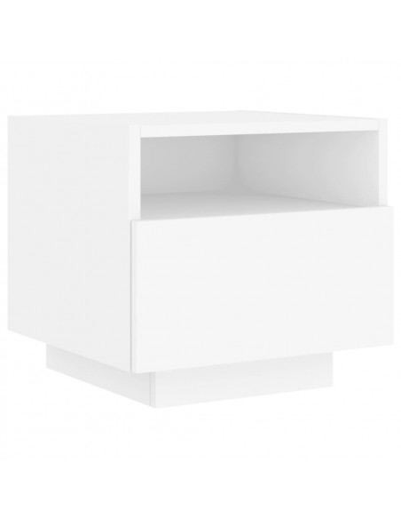 Comodini con Luci LED 2pz Bianchi 40x39x37 cm