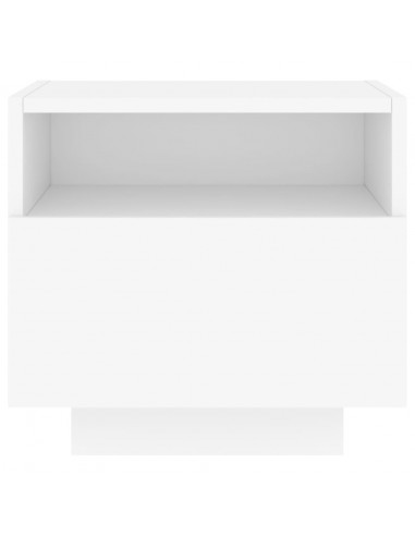 Comodini con Luci LED 2pz Bianchi 40x39x37 cm