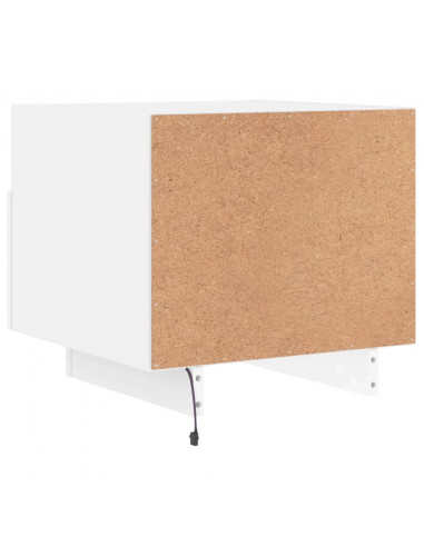 Comodini con Luci LED 2pz Bianchi 40x39x37 cm