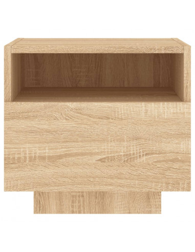 Comodino con Luci LED Rovere Sonoma 40x39x37 cm