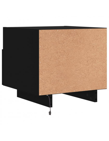 Comodino con Luci LED Nero 40x39x37 cm