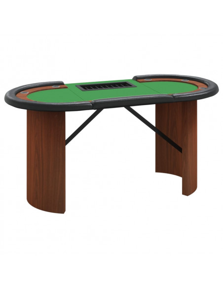 Tavolo da Poker con Vassoio Chip 10 Giocatori Verde 160x80x75cm