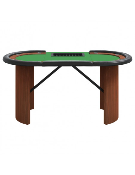 Tavolo da Poker con Vassoio Chip 10 Giocatori Verde 160x80x75cm