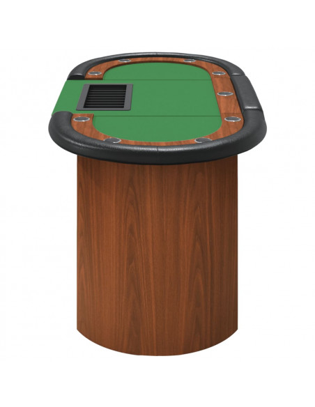 Tavolo da Poker con Vassoio Chip 10 Giocatori Verde 160x80x75cm
