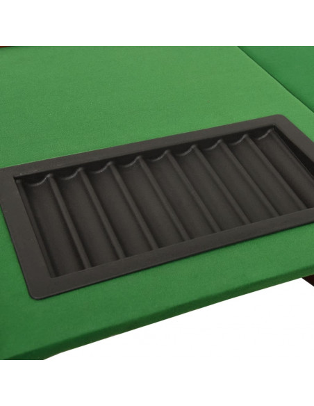 Tavolo da Poker con Vassoio Chip 10 Giocatori Verde 160x80x75cm