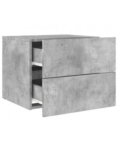 Comodini a Parete con Luci LED 2 pz Grigio Cemento