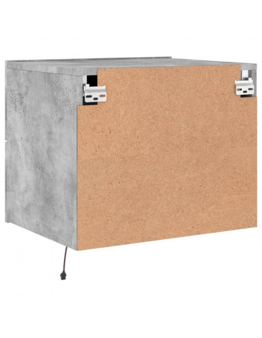 Comodini a Parete con Luci LED 2 pz Grigio Cemento