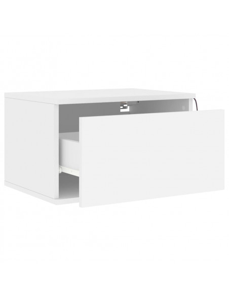 Comodini a Parete con Luci LED 2 pz Bianchi