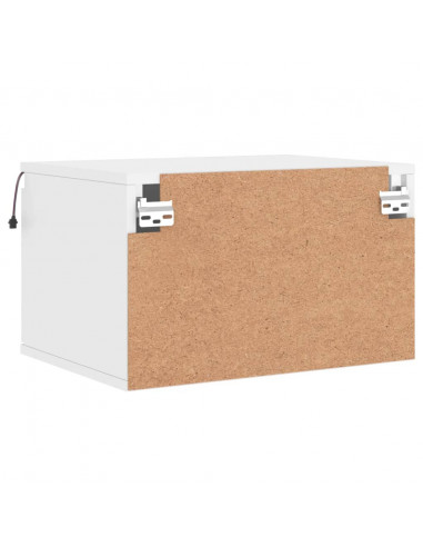 Comodini a Parete con Luci LED 2 pz Bianchi