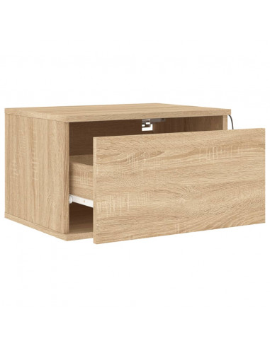 Comodini a Parete con luci LED 2 pz Rovere Sonoma