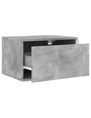 Comodini a Parete con Luci LED 2 pz Grigio Cemento