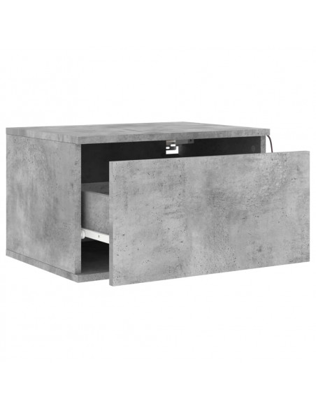 Comodini a Parete con Luci LED 2 pz Grigio Cemento