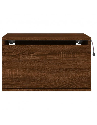 Comodino a Parete con luci LED Rovere Marrone