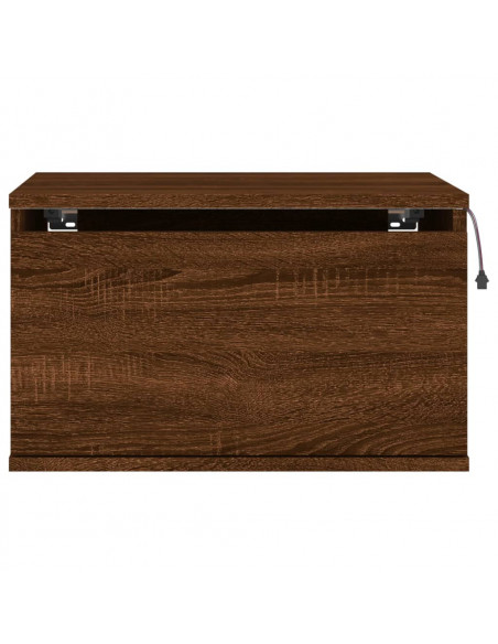 Comodino a Parete con luci LED Rovere Marrone