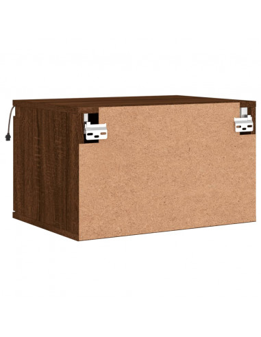 Comodino a Parete con luci LED Rovere Marrone