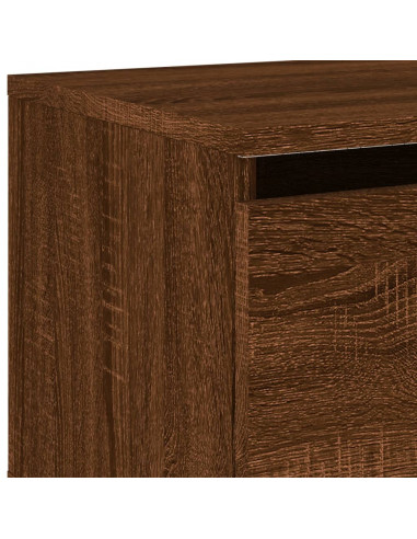 Comodino a Parete con luci LED Rovere Marrone