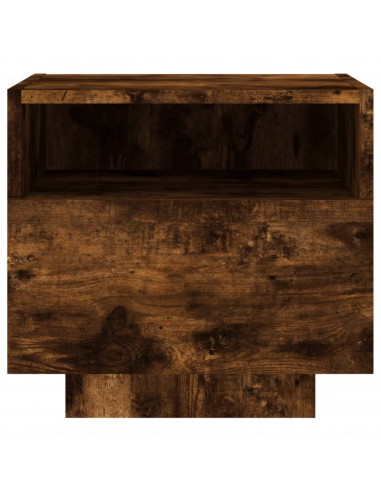 Comodino con Luci LED Rovere Fumo 40x39x37 cm