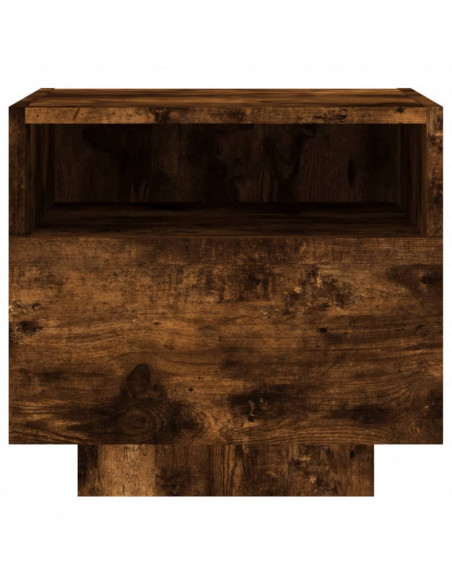 Comodino con Luci LED Rovere Fumo 40x39x37 cm