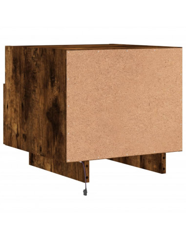 Comodino con Luci LED Rovere Fumo 40x39x37 cm