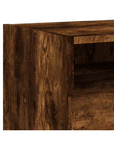 Comodino con Luci LED Rovere Fumo 40x39x37 cm