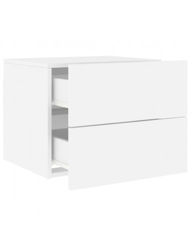 Comodini a Parete con Luci LED 2 pz Bianchi