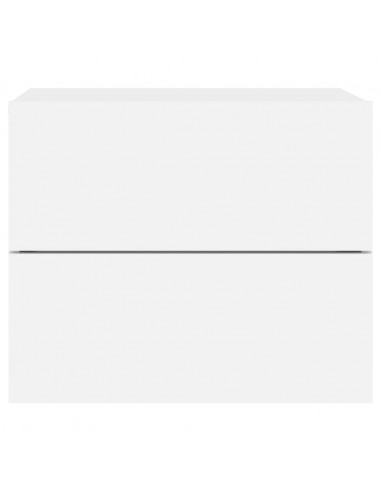 Comodini a Parete con Luci LED 2 pz Bianchi